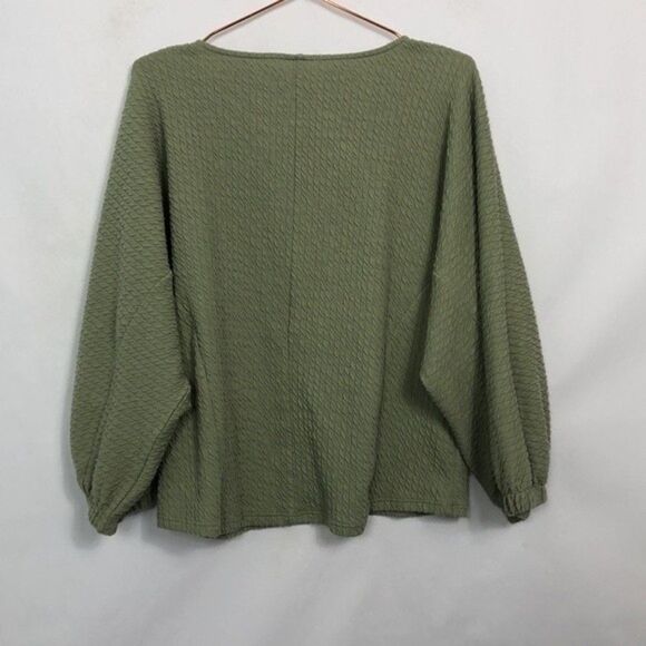 Anthropologie Sage Green Textured Puff Long Sleeve Top Like New Condition Large - Picture 8 of 8